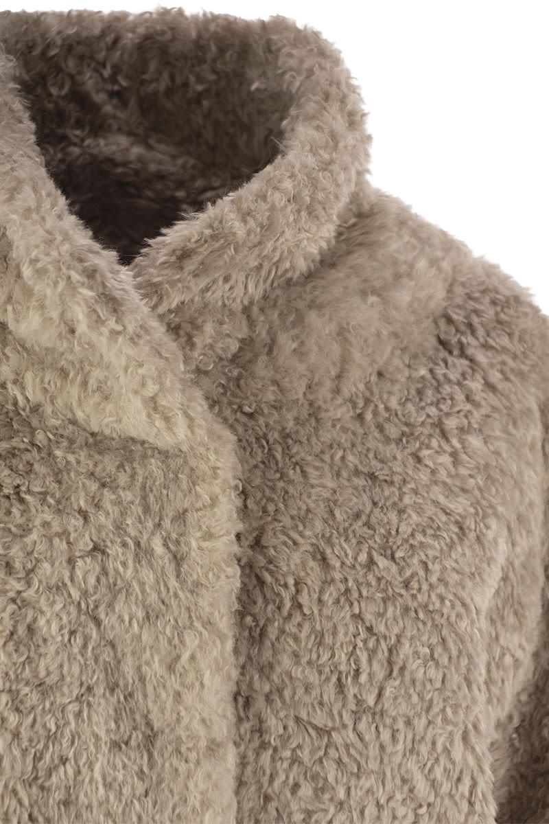 HERNO Luxurious Faux Sheepskin Oversize Jacket