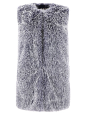 HERNO Luxurious Light Blue Faux Fur Vest