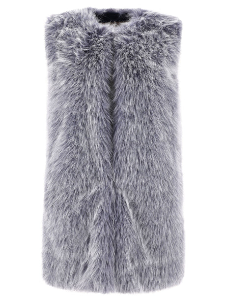 HERNO Luxurious Light Blue Faux Fur Vest