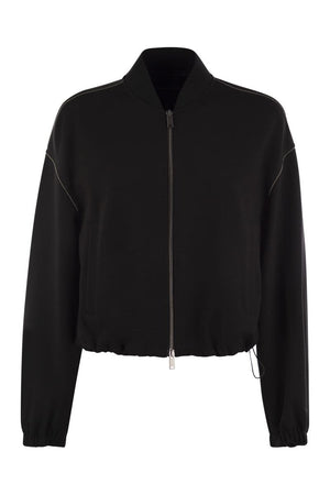 FABIANA FILIPPI Chic Cropped Bomber Jacket with Knit Collar