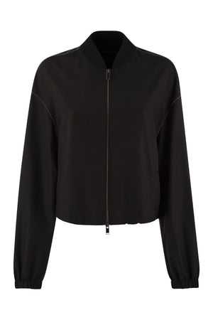 FABIANA FILIPPI Chic Wool-Blend Cropped Bomber Jacket with Knit Collar