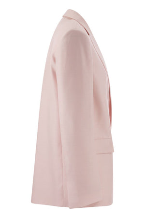 FABIANA FILIPPI Pink Double-Breasted Jacket in Wool and Silk for Women