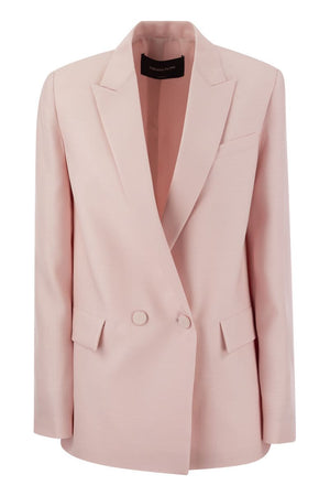 FABIANA FILIPPI Pink Double-Breasted Jacket in Wool and Silk for Women