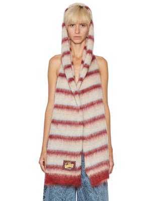 MARNI Multicolor Striped Mohair Scarf Hood for Women - FW23 Collection