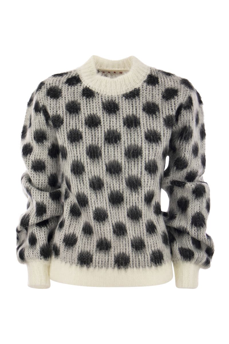 MARNI Polka Dot Mohair Sweater for Women - White/Black