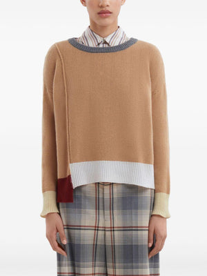 MARNI Cashmere Boxy Pullover with Contrast Design