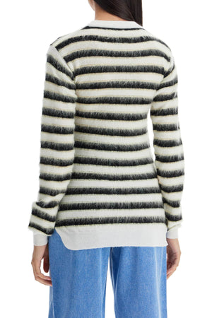 MARNI Striped Wool Crewneck Sweater with Mohair Accents