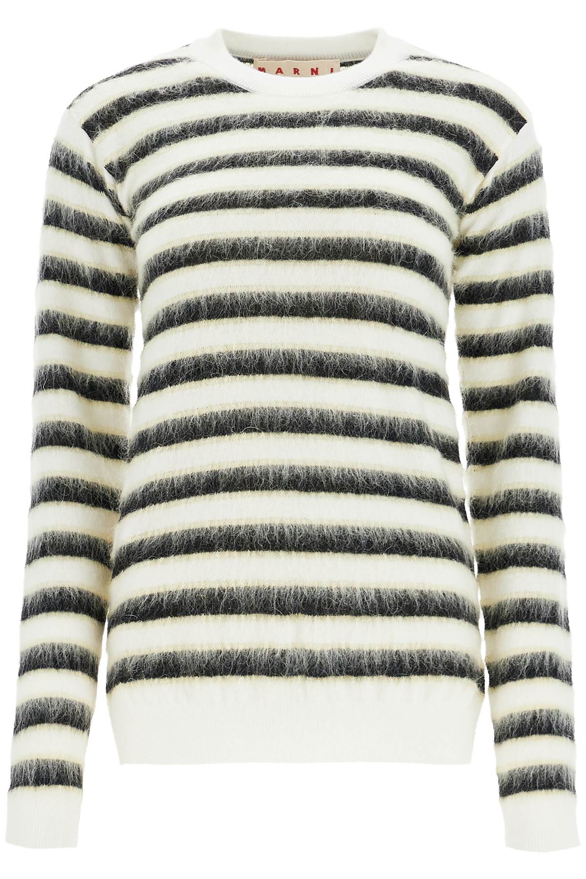 MARNI Striped Wool Crewneck Sweater with Mohair Accents