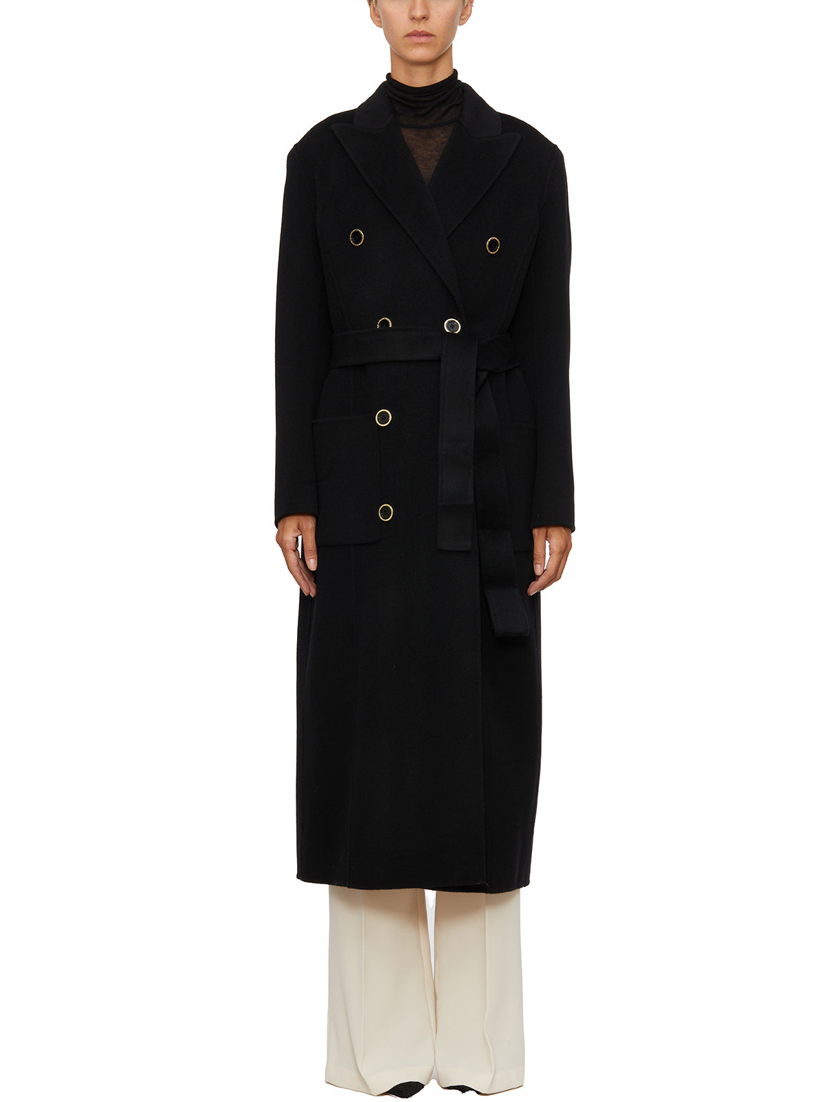 Áo khoác len đen Doppopetto cho phụ nữ - Bộ sưu tập FW23