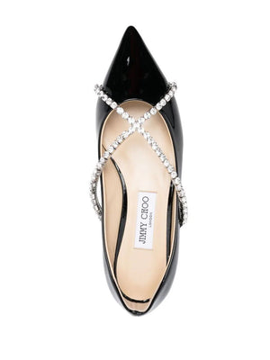 JIMMY CHOO Elegant Black Patent Leather Ballerina Flats for Women - SS24 Collection