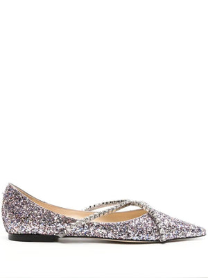 JIMMY CHOO Sparkling Silver Ballerinas for Women - SS24 Collection