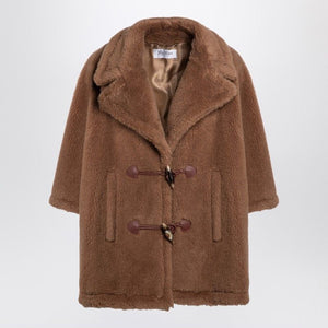 MAX MARA Teddy Fabric Camel-Colored Duffle Jacket for Women