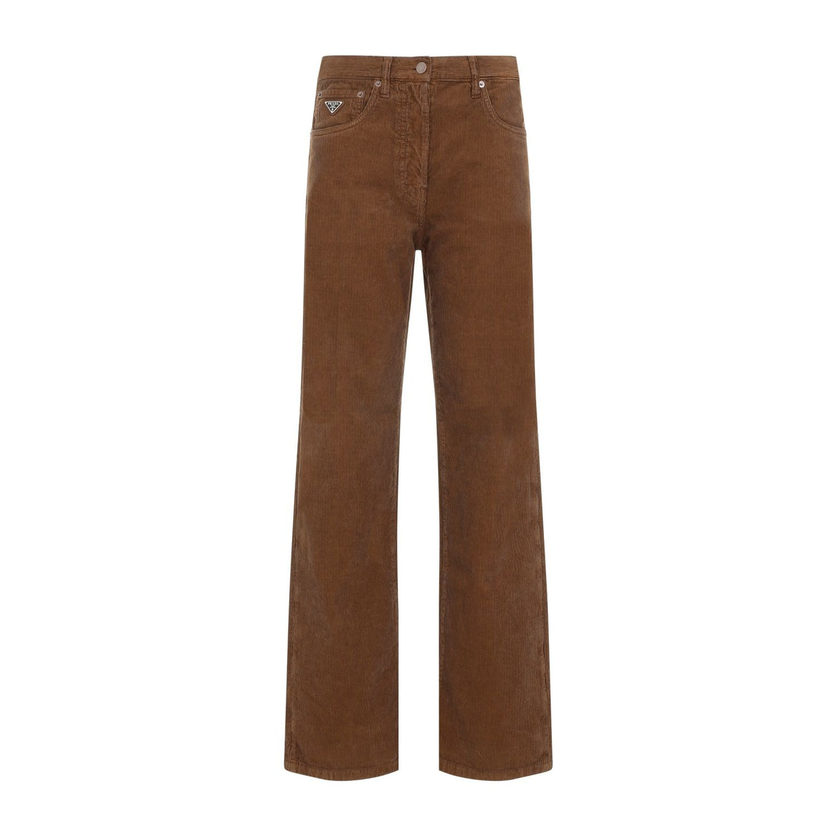 PRADA Chic Brown Cotton Denim Trousers