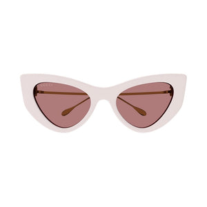 GUCCI Elegant Ivory Acetate Sunglasses with Red Lens