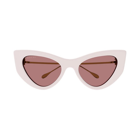 GUCCI Elegant Ivory Acetate Sunglasses with Red Lens