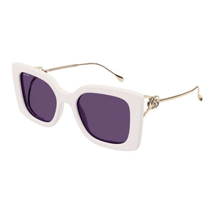 GUCCI Elegant Ivory Acetate Sunglasses with Violet Lenses