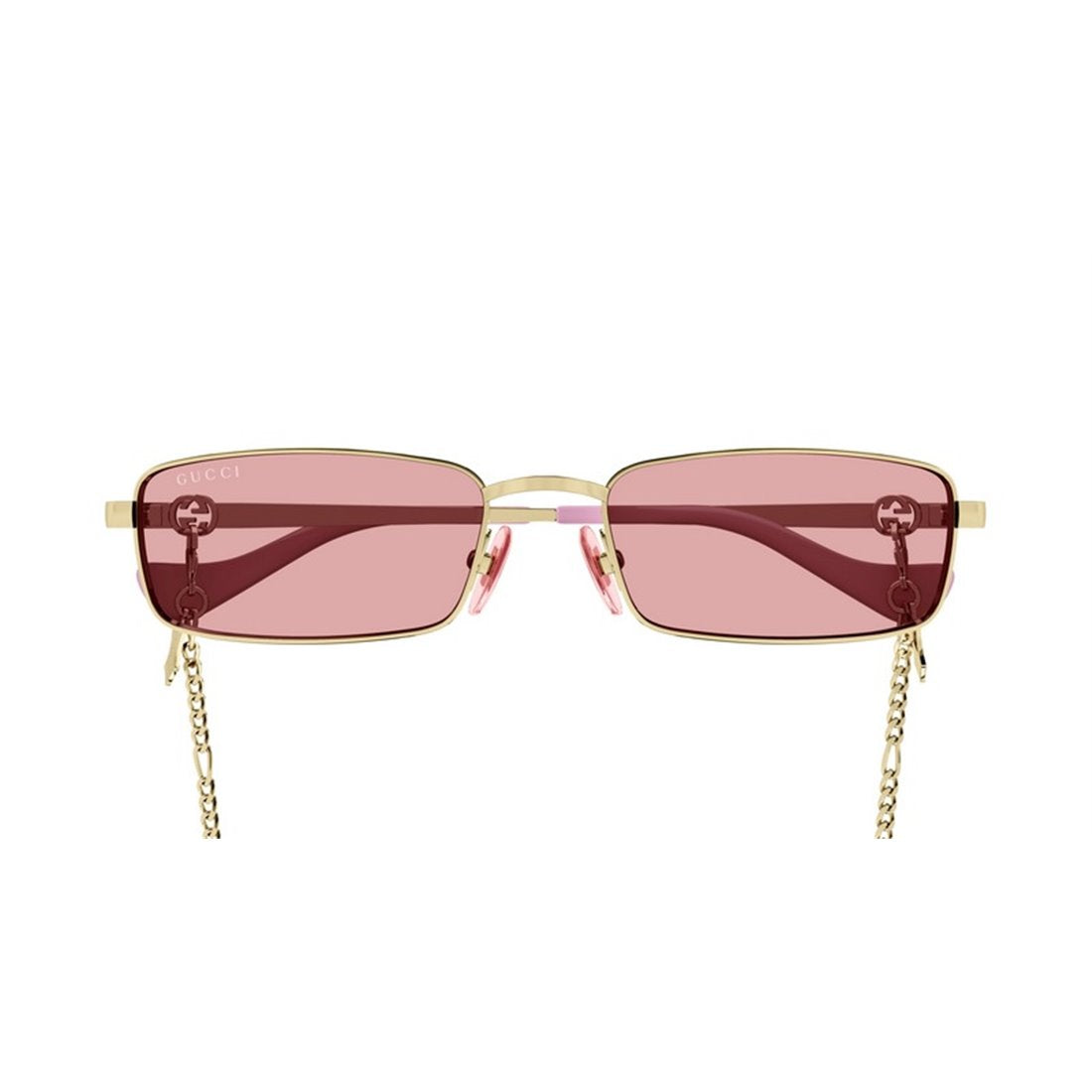 GUCCI Chic Gold Frame Sunglasses with Red Lenses