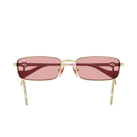 GUCCI Chic Gold Frame Sunglasses with Red Lenses