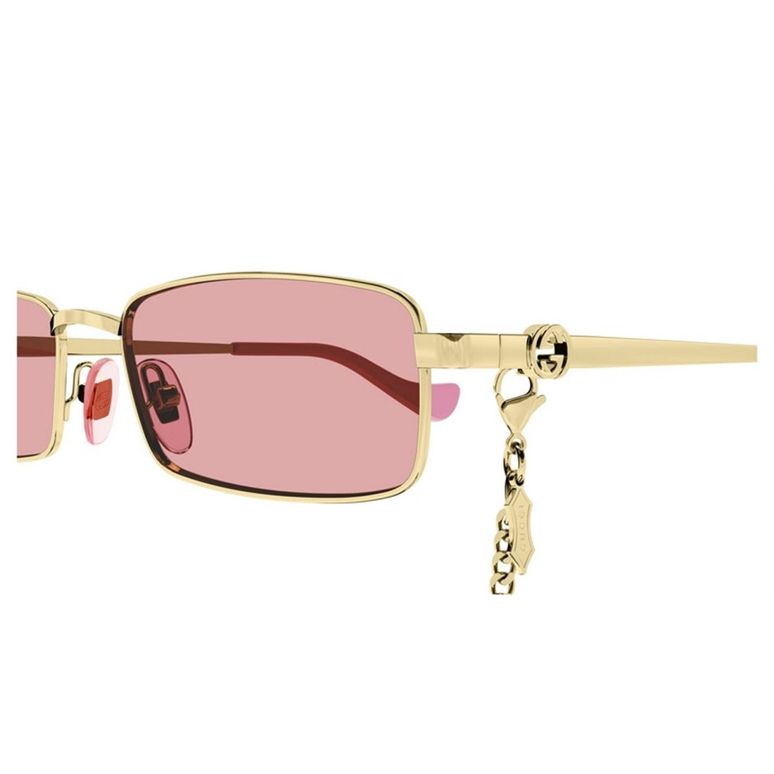 GUCCI Chic Gold Frame Sunglasses with Red Lenses