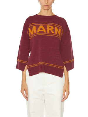 MARNI Elegant Bordeaux Crew-Neck Sweater for Women