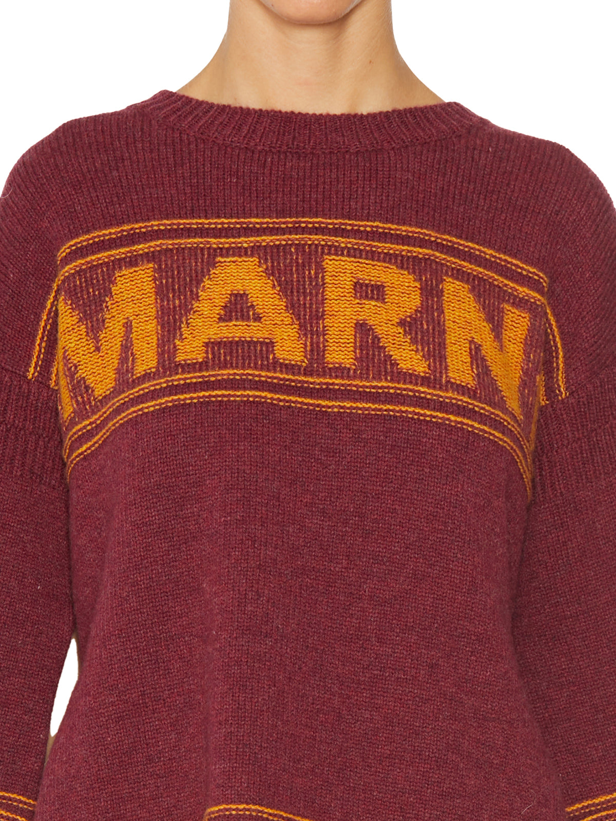 MARNI Elegant Bordeaux Crew-Neck Sweater for Women