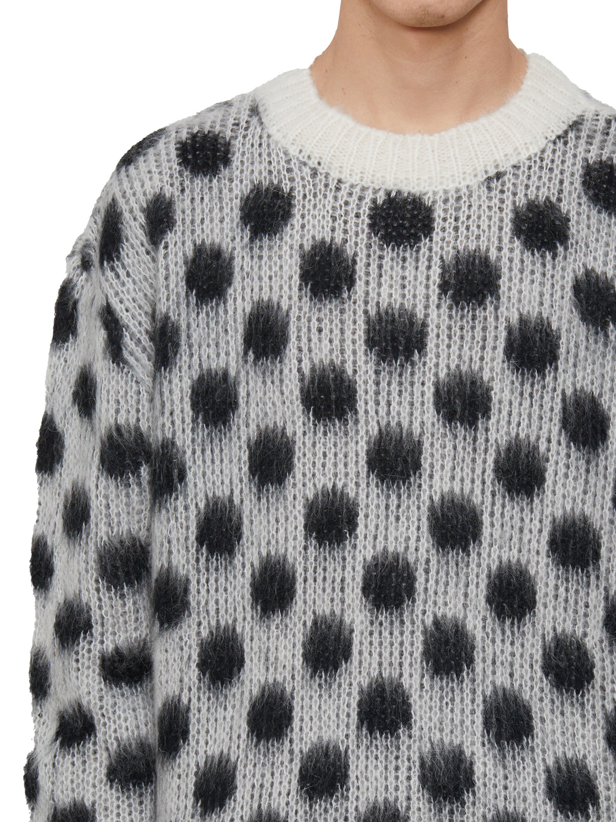 MARNI Men's White Polka Dot Mohair Sweater - FW23