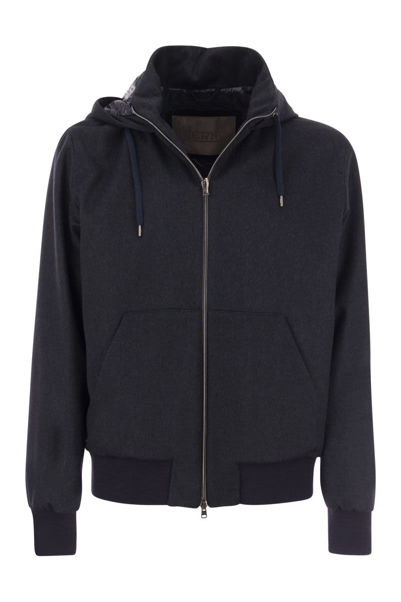 HERNO Cashmere and Silk Hooded Bomber Jacket