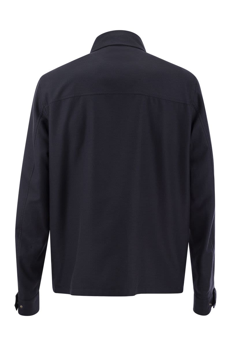 HERNO Sophisticated Men's Casual Shirt - Navy Cotton Cashmere Silk Blend