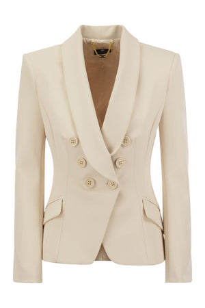 ELISABETTA FRANCHI Double-Breasted Crepe Jacket with Scarf Lapels - Women's Spring/Summer 2024