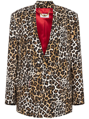 ELISABETTA FRANCHI Leopard Print V-Neck Jacket for Women