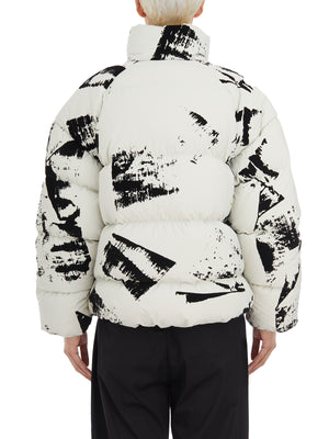 Y-3 Asymmetrical Zip White Puffer Jacket for Women