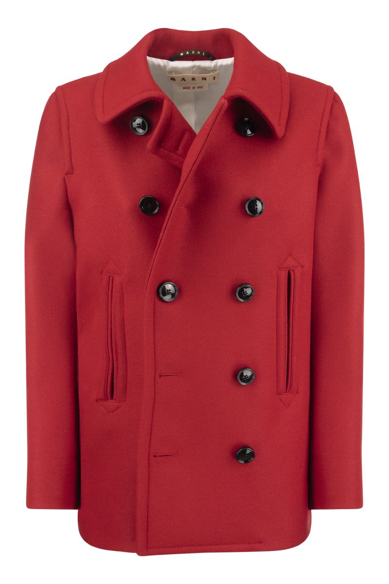 MARNI Red Double-Breasted Wool Jacket for Women - FW22