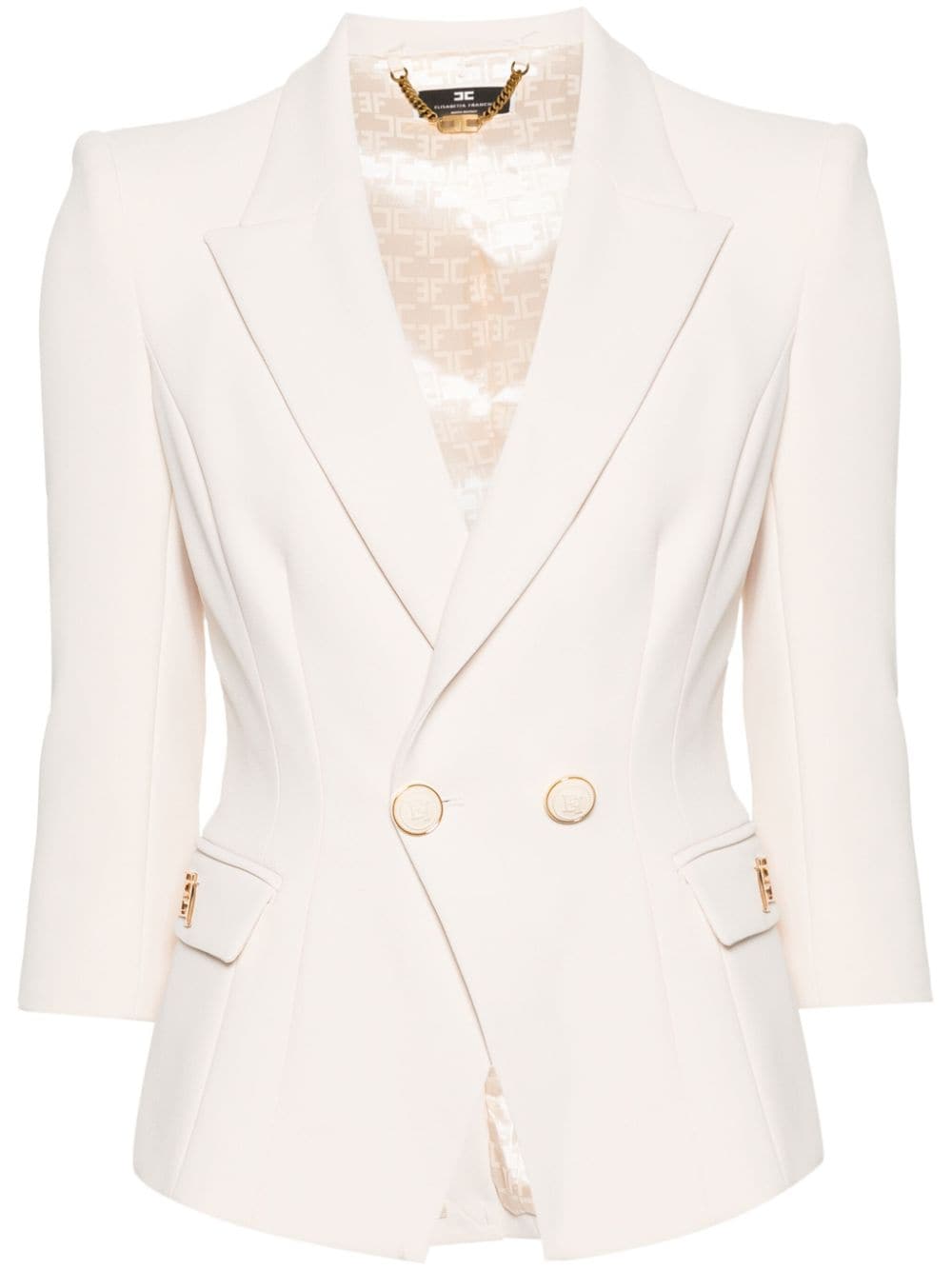 ELISABETTA FRANCHI Brown Double-Breasted Blazer with Button Detail for Women