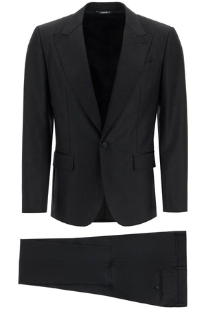 DOLCE & GABBANA Luxury Wool-Silk Tuxedo Suit with Silk Satin Accents