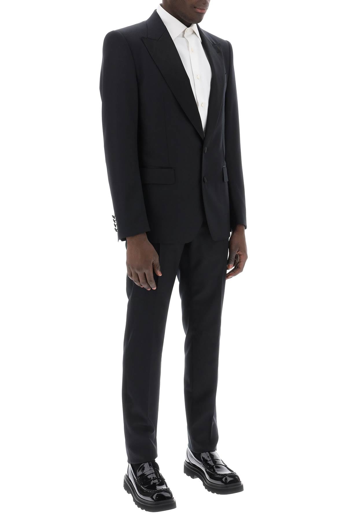 DOLCE & GABBANA Luxurious Black Wool and Silk Smoking Suit for Men - SS24