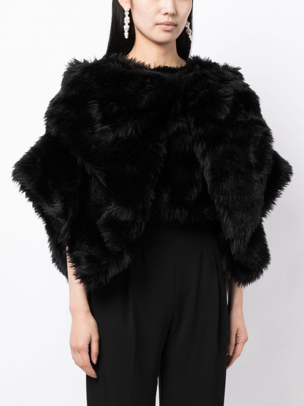 COMME DES GARÇONS Black Faux-Fur Cropped Jacket for Women