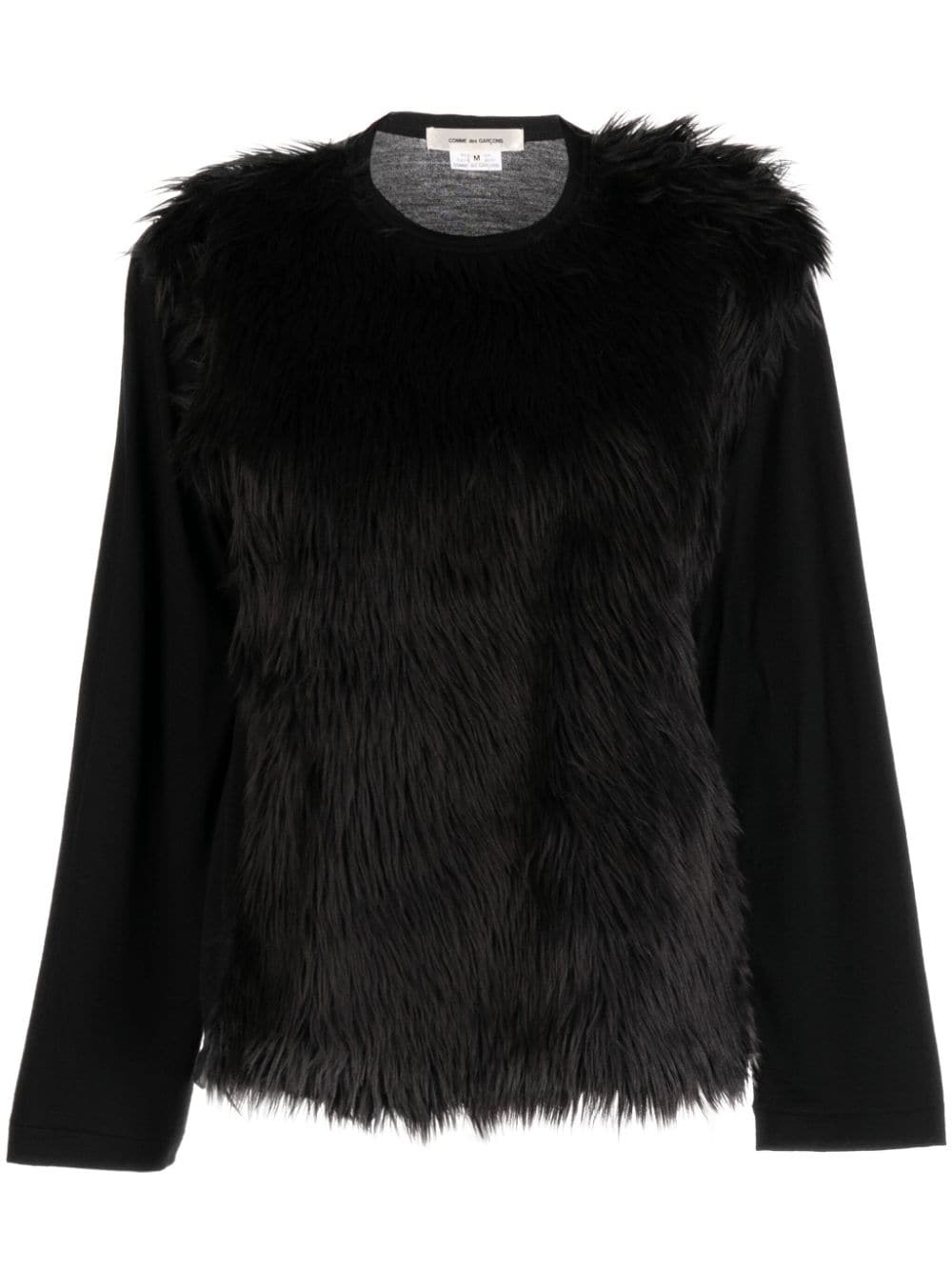 COMME DES GARÇONS Black Faux-Fur Detailing Long-Sleeve T-Shirt for Women