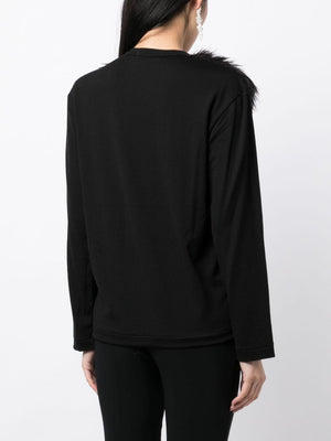 COMME DES GARÇONS Black Faux-Fur Detailing Long-Sleeve T-Shirt for Women