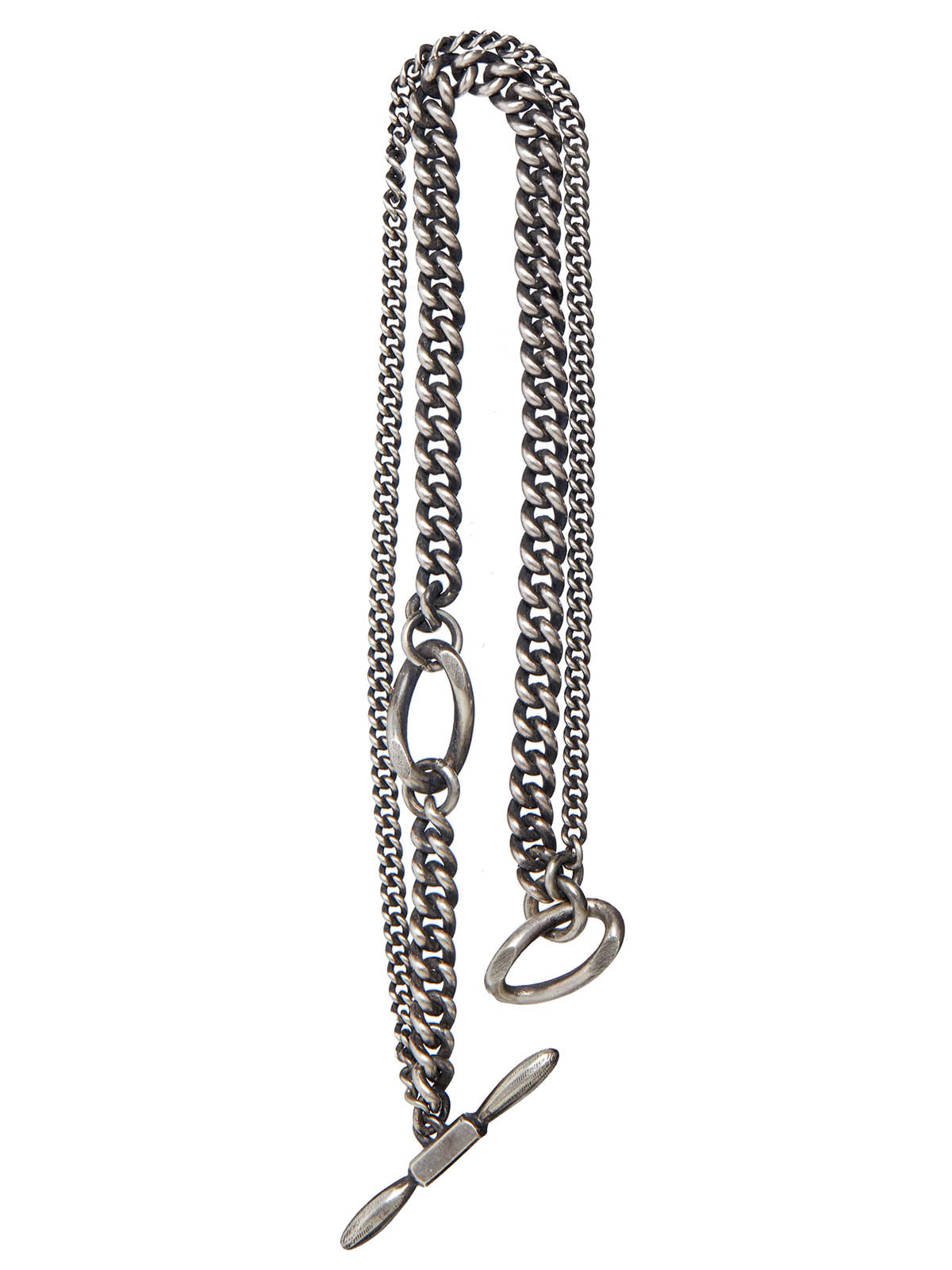 WERKSTATT:MUNCHEN Stylish and Bold Men's Double Chain Bracelet in Sleek Silver