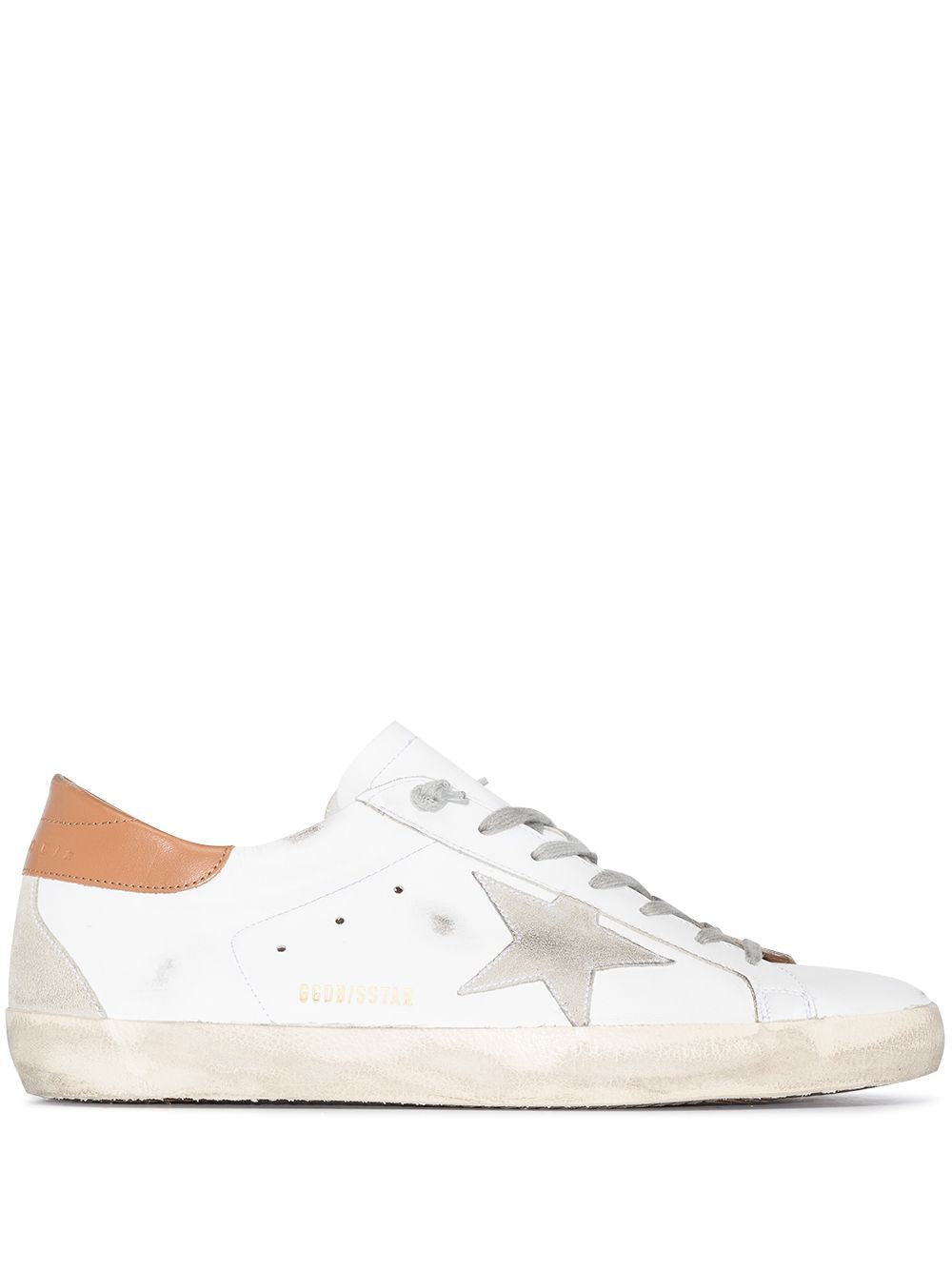 GOLDEN GOOSE Men's White Leather Low-Top Sneakers with Iconic Star Patch and Vintage Effect