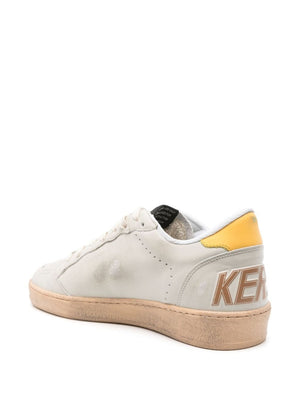 GOLDEN GOOSE Ball Star Leather Sneakers in White/Cathay Spice/Mimosa