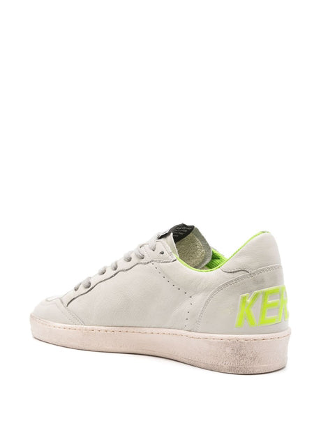 GOLDEN GOOSE Ball Star Sneaker - Distressed Green/White Design