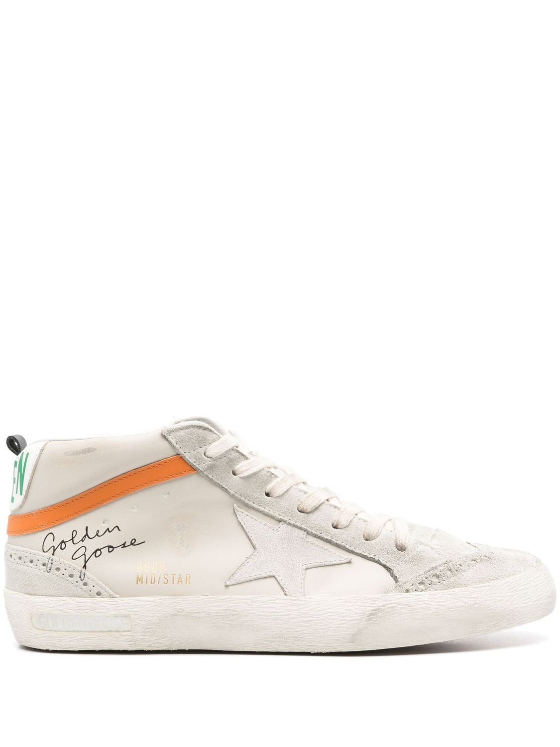 GOLDEN GOOSE Men's Mid Star Distressed Leather Sneakers