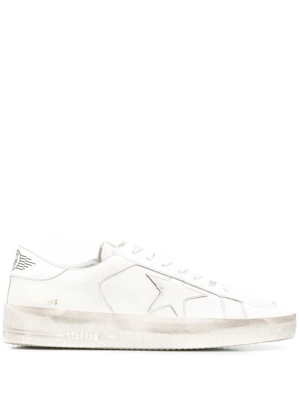 GOLDEN GOOSE Men's White Low Sneakers - Lace Closure, Side Star Patch, and Rubber Sole