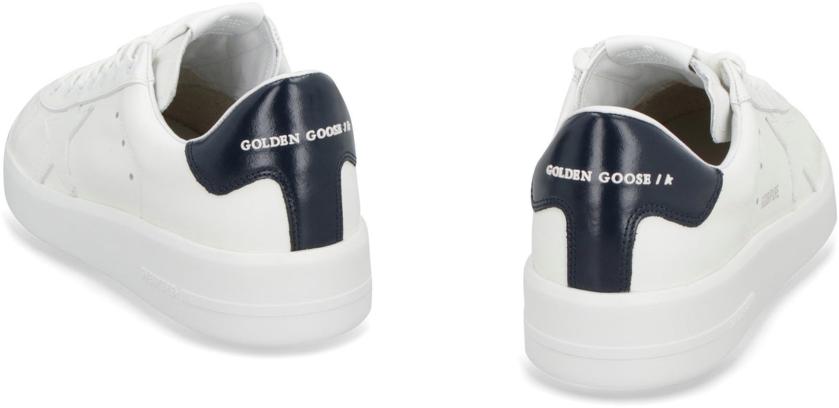 GOLDEN GOOSE Men's White Leather Sneakers with Iconic Star Patch and Contrasting Heel Insert