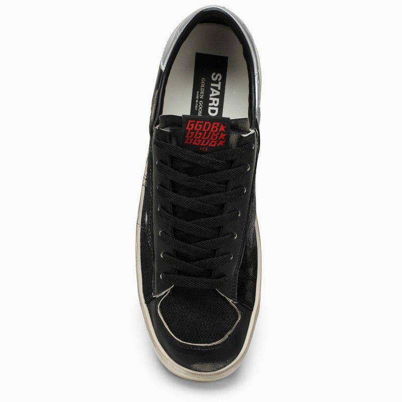 GOLDEN GOOSE Men's Black Leather Low Trainers with Iconic Star and Vintage-Effct Workmanship