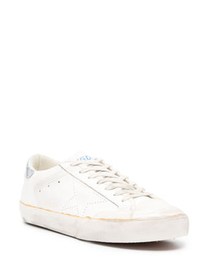 GOLDEN GOOSE White Distressed Leather Sneakers for Men | Perforated Detailing | Signature Star Patch