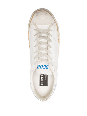 GOLDEN GOOSE White Distressed Leather Sneakers for Men | Perforated Detailing | Signature Star Patch