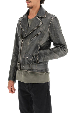 GOLDEN GOOSE Black Biker Leather Jacket for Men - FW23 Collection