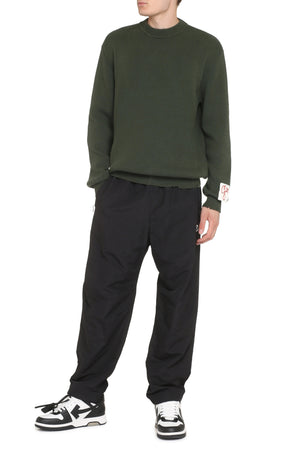 GOLDEN GOOSE Military Green Cotton Crew-Neck Jumper for Men